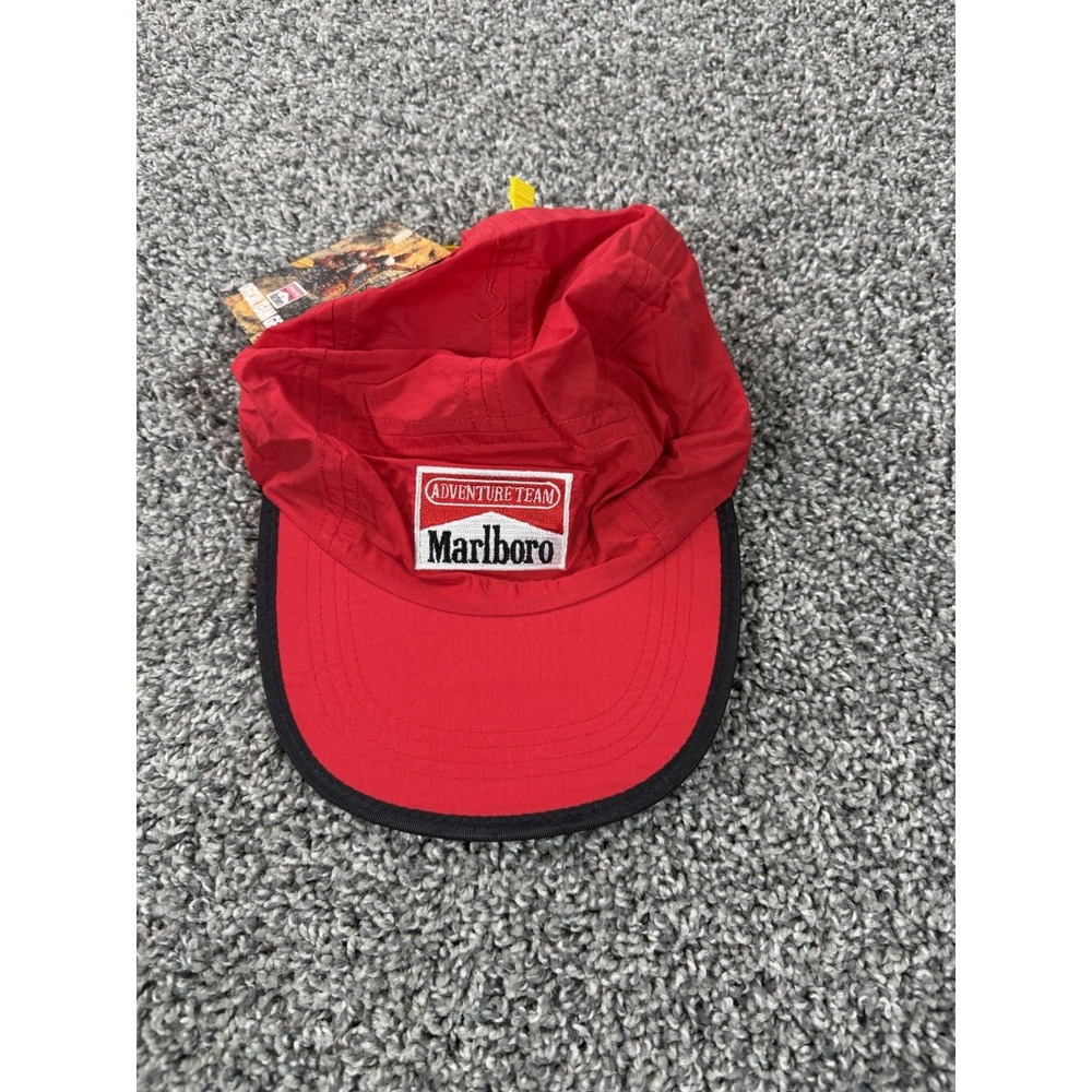 Vintage 90s Marlboro Adventure Team Adjustable Strapback Hat Red NWT